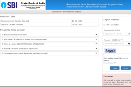 SBI Clerk Admit Card 2025 Download – Prelims Call Letter @sbi.co.in